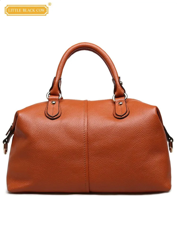 3 Retro womens casual Boston bag genuine leather handbag denim office shoulder soft shell strap cross 240817 4