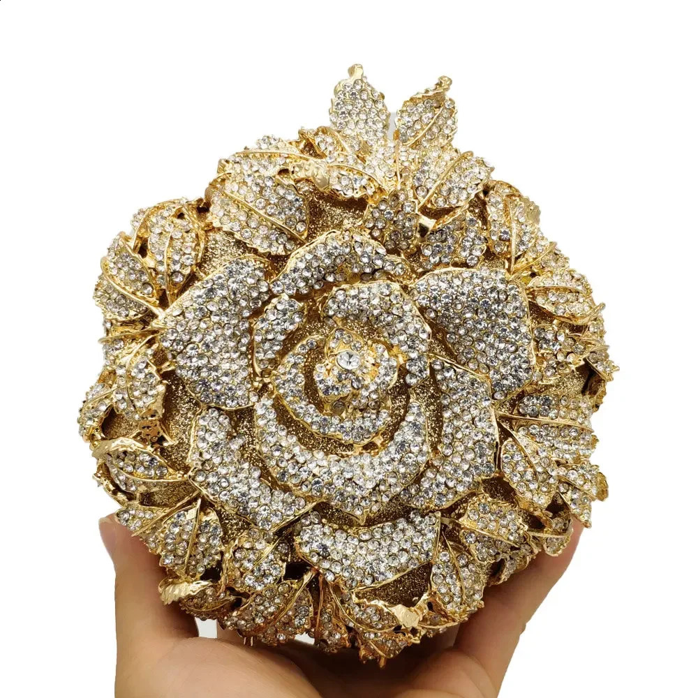 Boutique De FGG in stock Rose Womens Crystal Evening Clutch Bridal wer Handbag and Wallet Wedding Party Bag 240819 fbcd 4