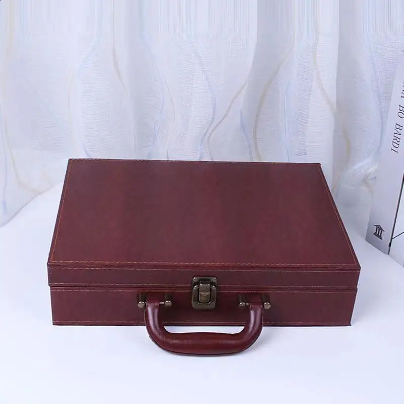 Cover Style Briefcase Mens Handheld Leisure Insurance Contract Document Storage Box 34X24X8.5CM 240816CJ
