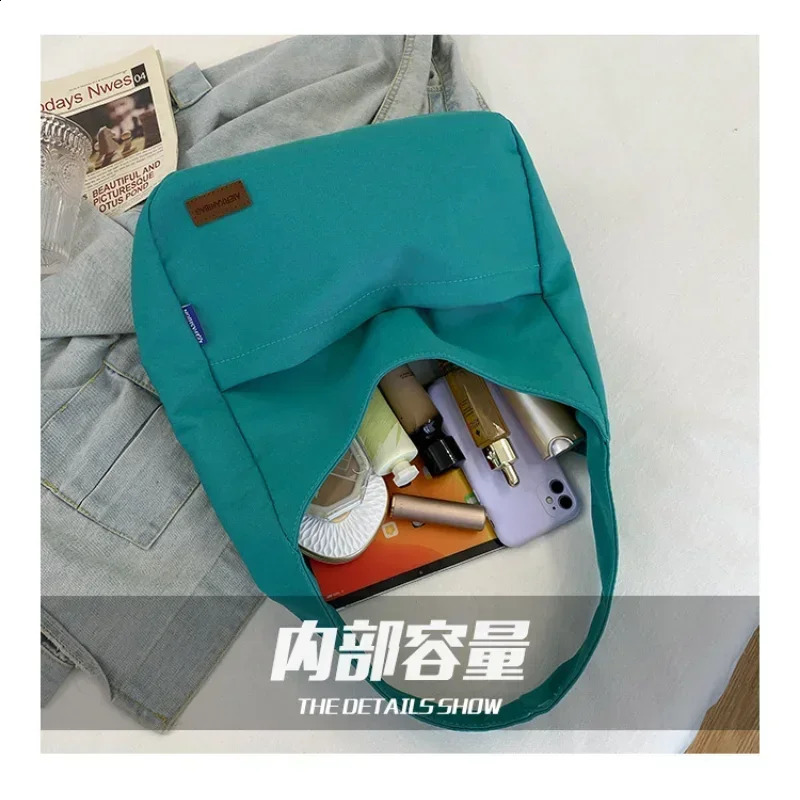 3 Womens Large Capacity Casual Nylon Shoulder Handbag with Simple Daily Leisure Texture Magnetic Button 240820 4