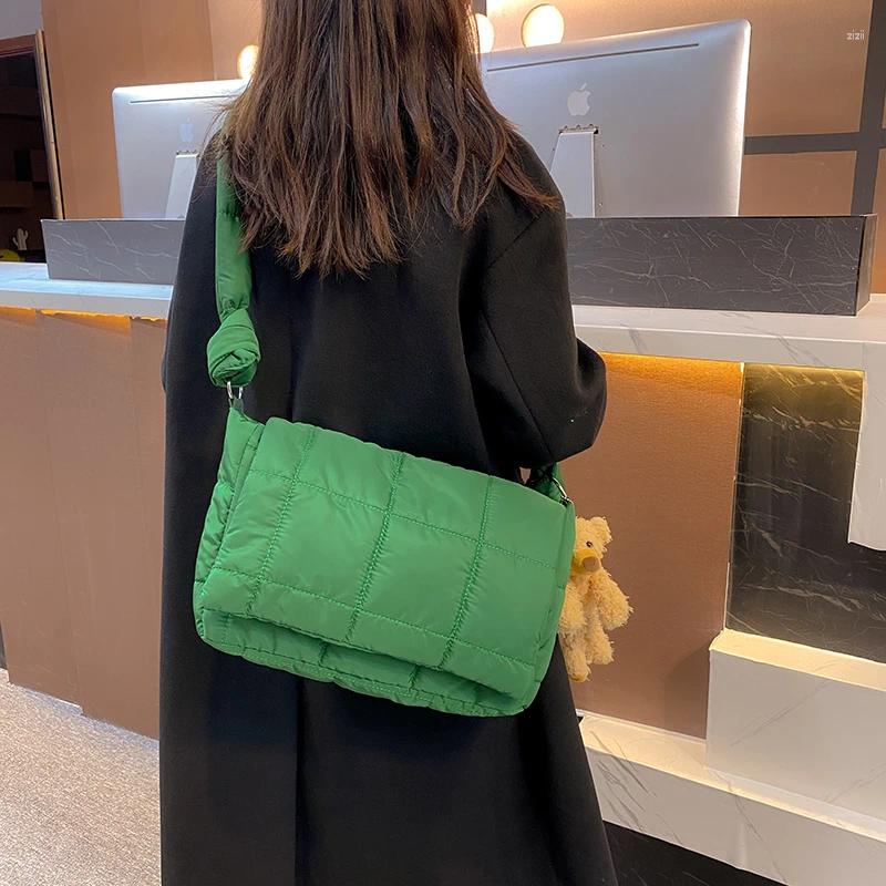 Evening Bags 2024 Cotton Nylon Big Shoulder Bag Casual Female Shopper Padded Crossbody Winter Quilted Handbags 55dc 4