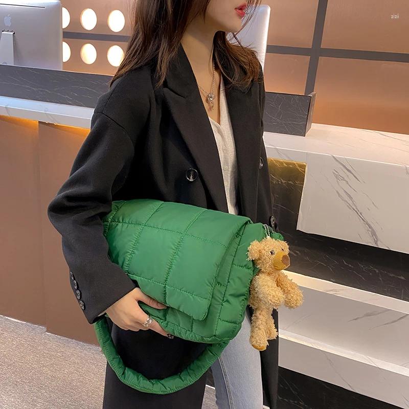 Evening Bags 2024 Cotton Nylon Big Shoulder Bag Casual Female Shopper Padded Crossbody Winter Quilted Handbags 55dc 4