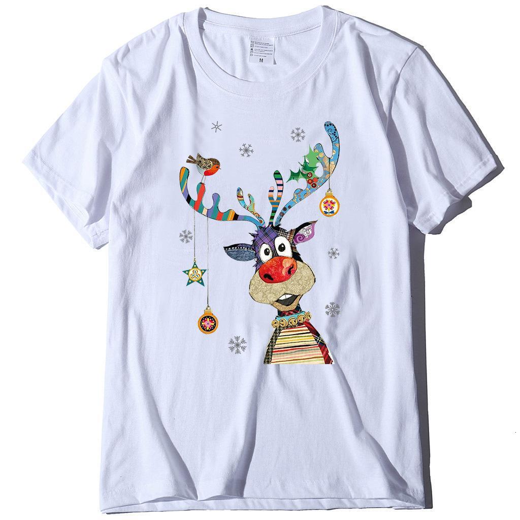 unisex European size short sleeved printed T-shirt Christmas top dongdumaoyi