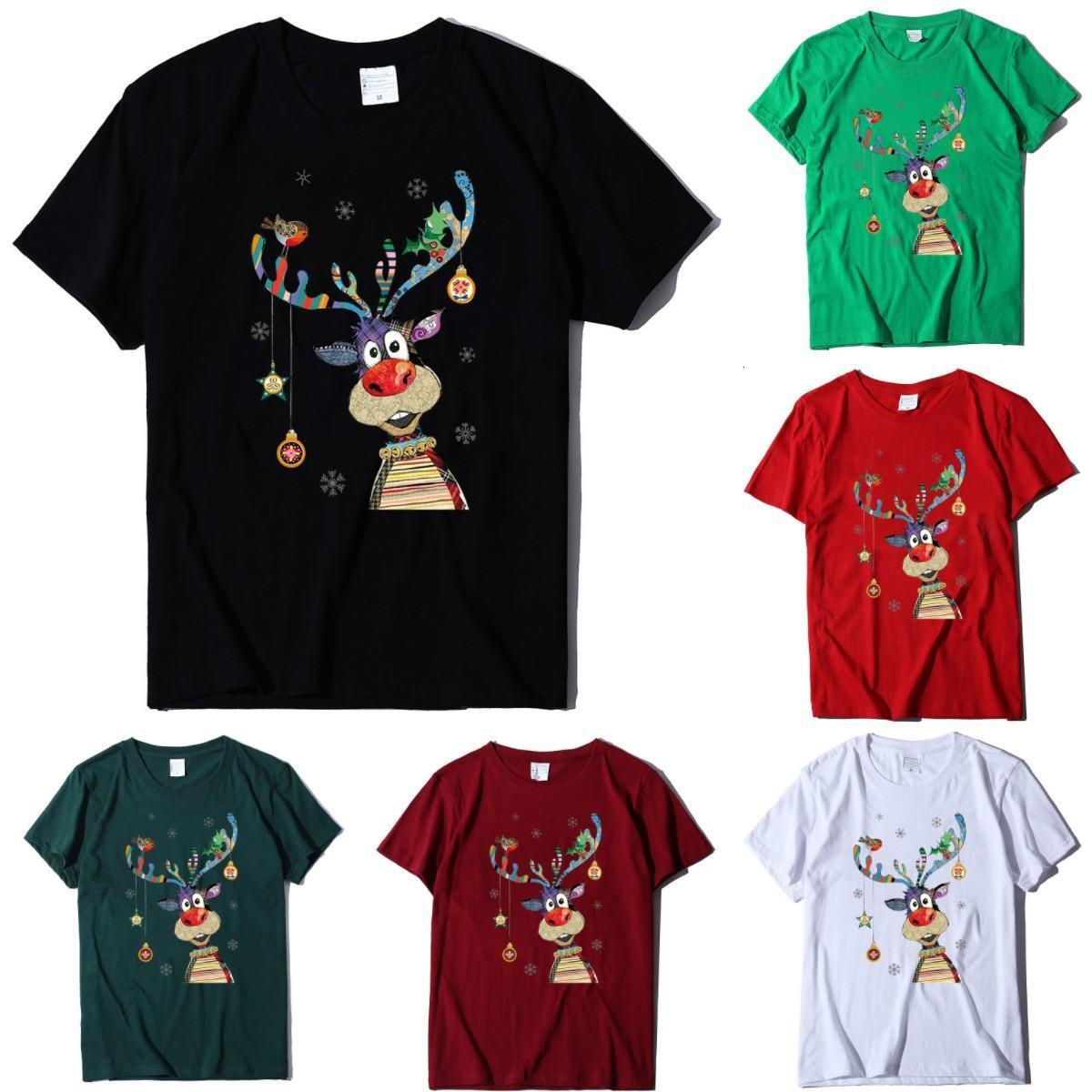 unisex European size short sleeved printed T-shirt Christmas top dongdumaoyi