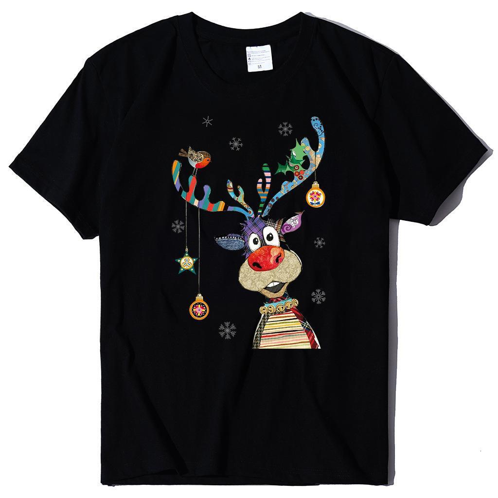 unisex European size short sleeved printed T-shirt Christmas top dongdumaoyi