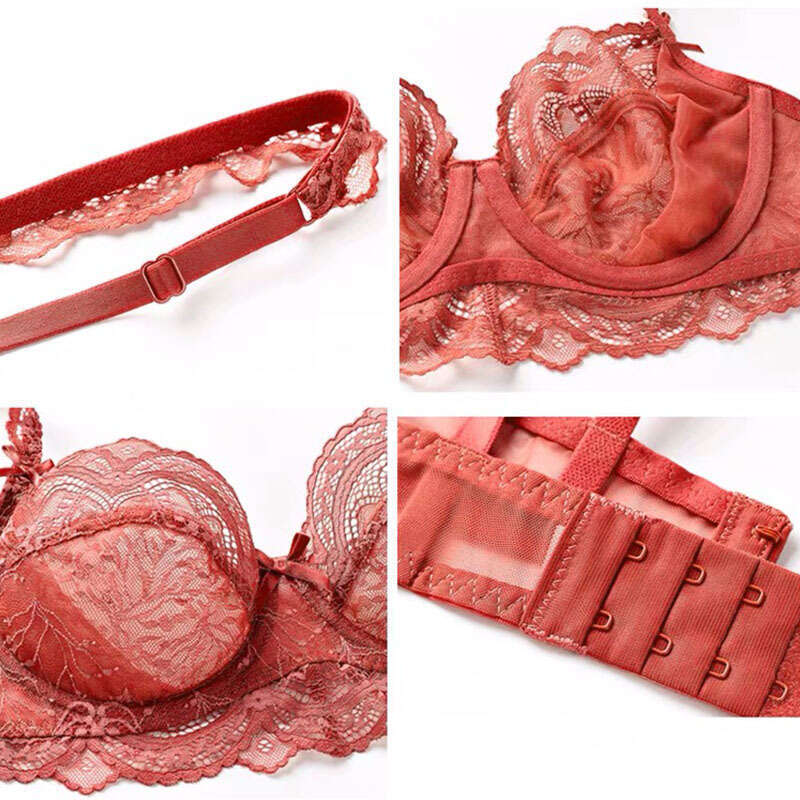 Ultrathin Bra Panties Sets Transparent Brassiere Sexy Underwear Plus Size D E Cup Embroidery Women gerie Set Lace Bras