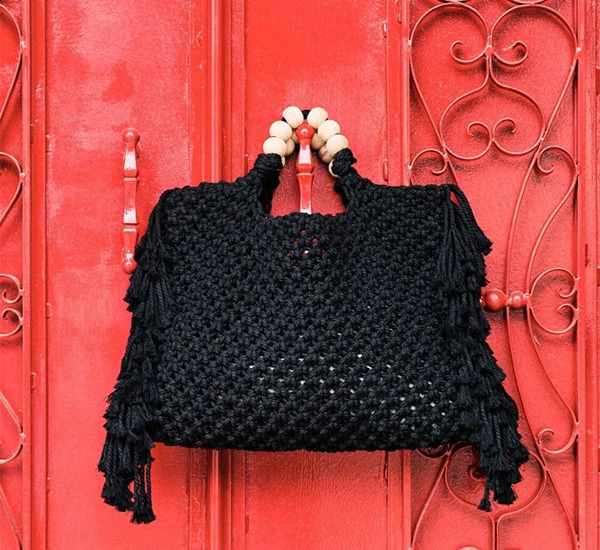 rame wholesale women Crochet boho chic Summer fringe beach tote bag ivory purple green blue black yellow 240830 1125 4