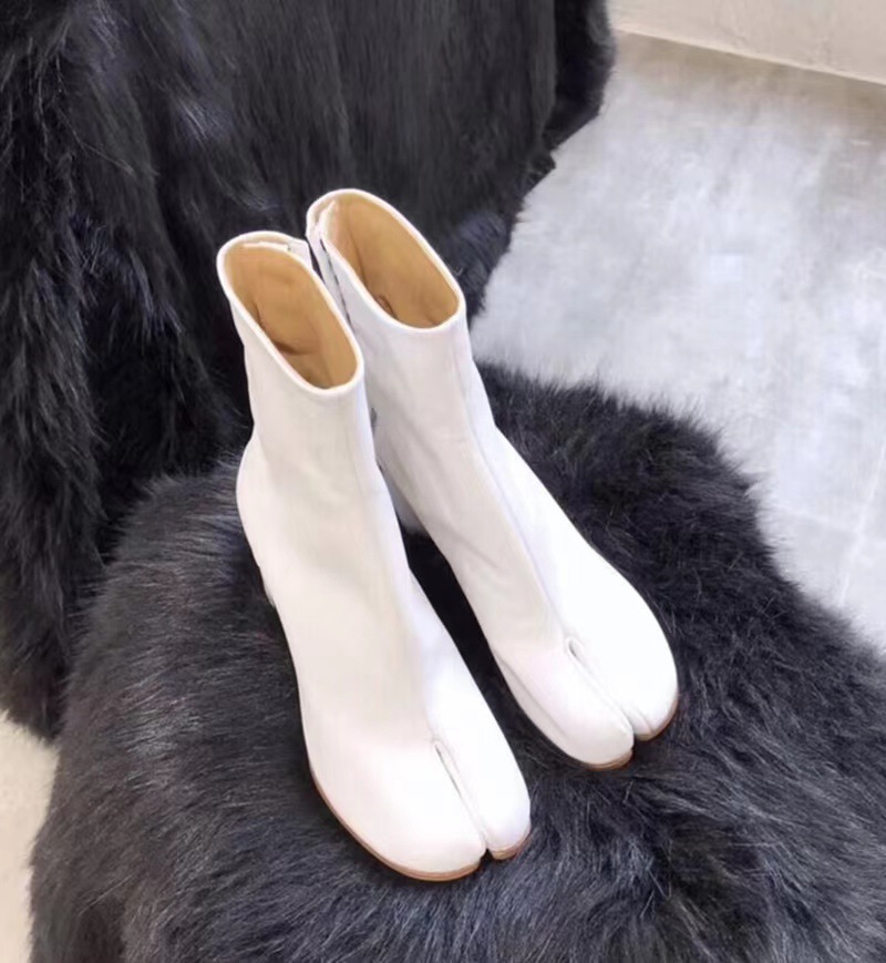 Brand Design Tabi Split Toe Chunky High Heel Boots Leather atos Fashion Autumn Women Shoes Botas Mujer