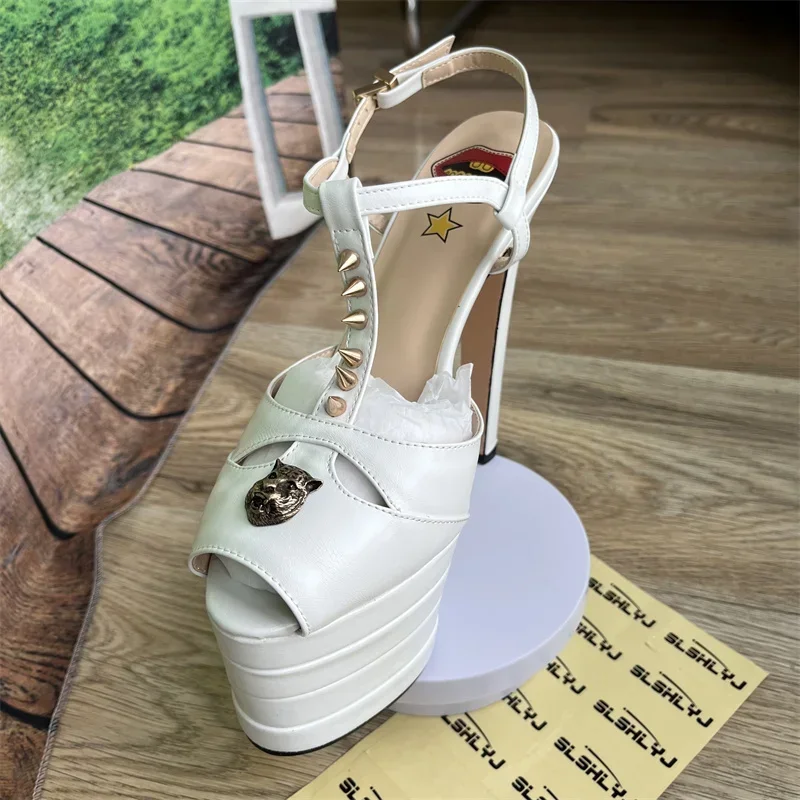 dh5367242 Sexy Brand Rivet 16cm Heel Sandals Platform Party Wedding Ball T-stage Women High Quality Large 43summer Female Shoes c42c 6902