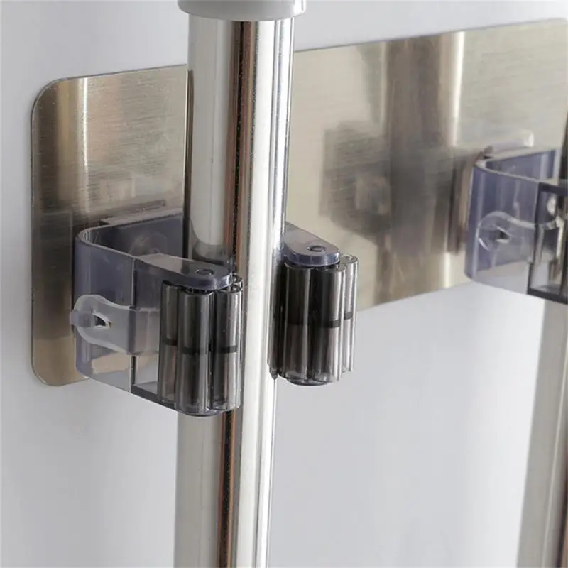 Kitchen Multi-Purpose Hooks Wall Mounted Mop Organizer Holder Rack Self Adhesive Broom Hanger Waterproof Bathroom Strong Hook
