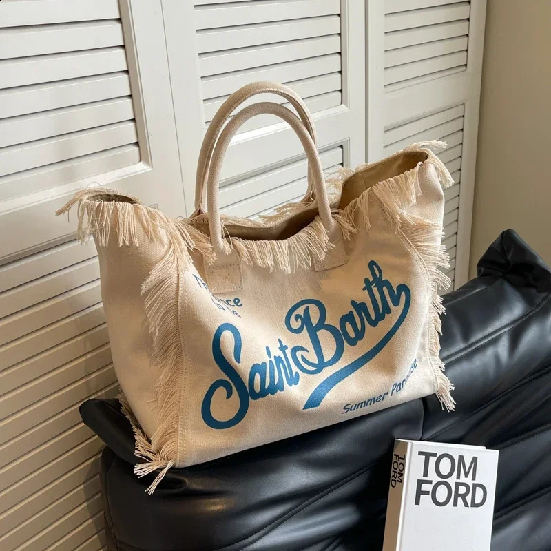 3 Capacity Womens Selg Canvas Solid Color Fashion Shoulder Bag Letter Tassel Splice High Quality Handbag 240722 4