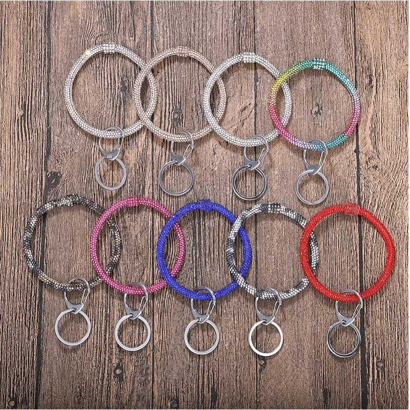Rhinestone Sparkle Bracelet Keychain Large Hoop Keyring Bling-Bling Wristlet Women Jewelry Keychains DropShipping M007 ZZ
