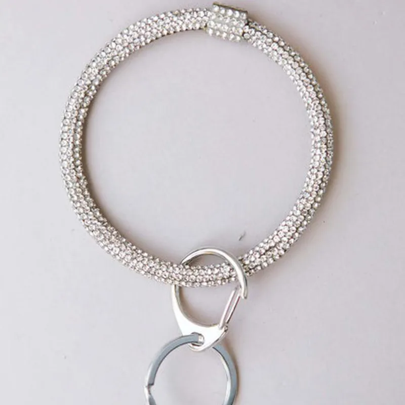 Rhinestone Sparkle Bracelet Keychain Large Hoop Keyring Bling-Bling Wristlet Women Jewelry Keychains DropShipping M007 ZZ