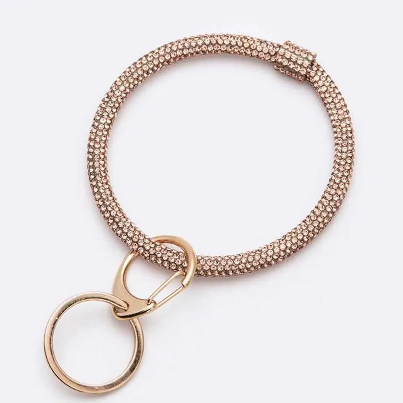 Rhinestone Sparkle Bracelet Keychain Large Hoop Keyring Bling-Bling Wristlet Women Jewelry Keychains DropShipping M007 ZZ