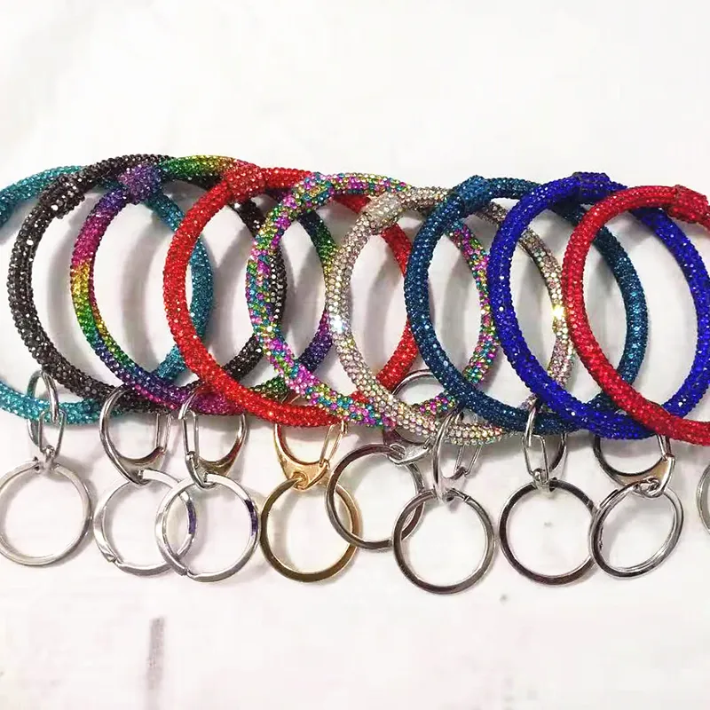 Rhinestone Sparkle Bracelet Keychain Large Hoop Keyring Bling-Bling Wristlet Women Jewelry Keychains DropShipping M007 ZZ