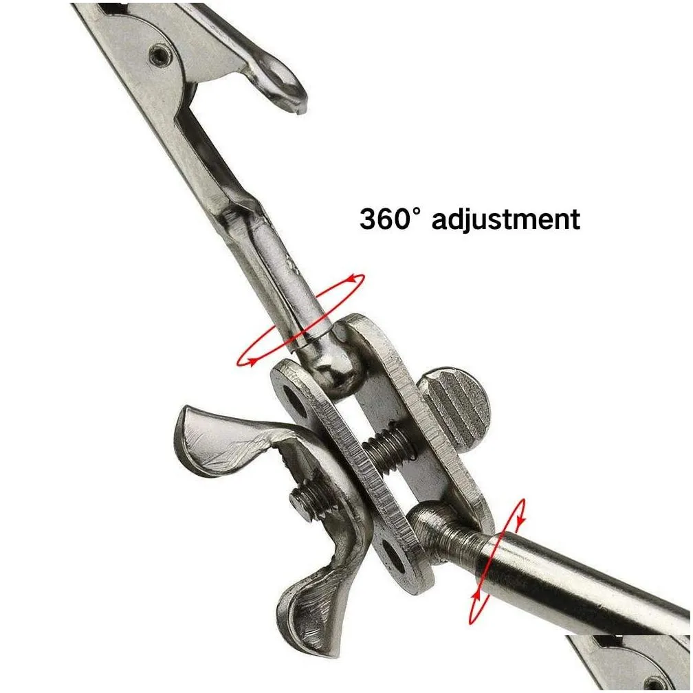 wholesale Other Welding Equipment Hel Hands Soldering Station 3.5X 12X Magnifying Glass Led Lighted Magnifier With Auxiliary Clips LL