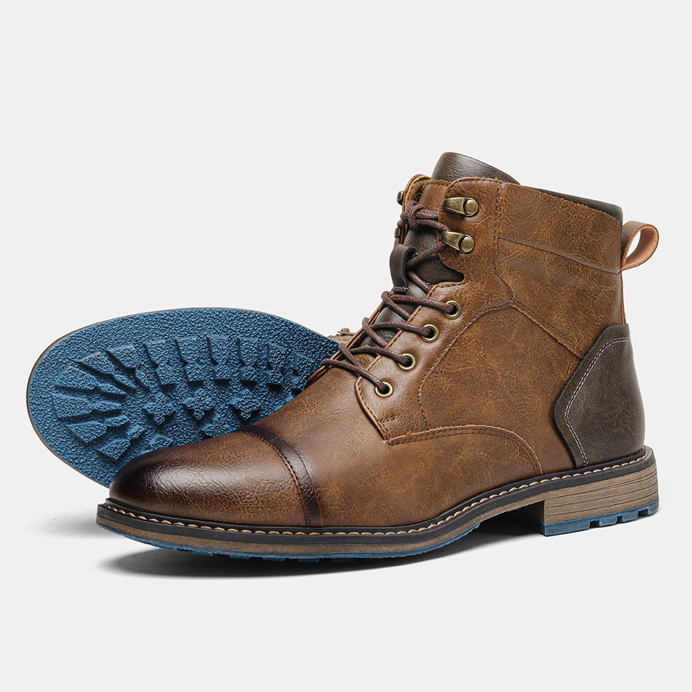 Size 7-13 big size workwear Ankle Boots For Men Men's Cowboy Leather boots Western Round Toes Brand Boot for mens #AL605 a1ed