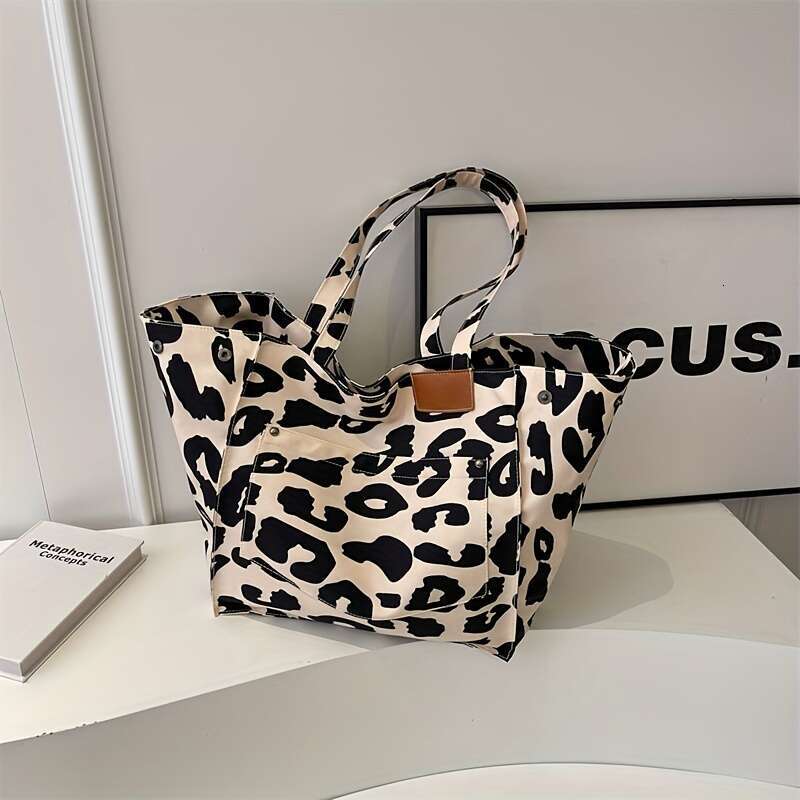 Chic Leopard Print High-Capacity Tote: Effortless Access, Perfect Daily & Commuter Shoulder Bag