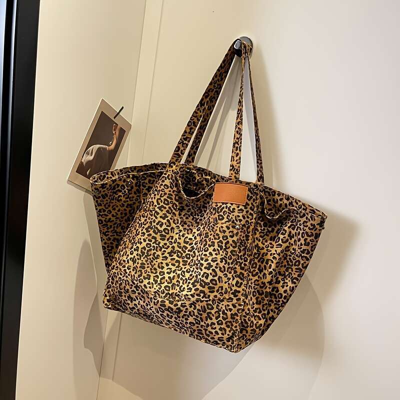 Chic Leopard Print High-Capacity Tote: Effortless Access, Perfect Daily & Commuter Shoulder Bag