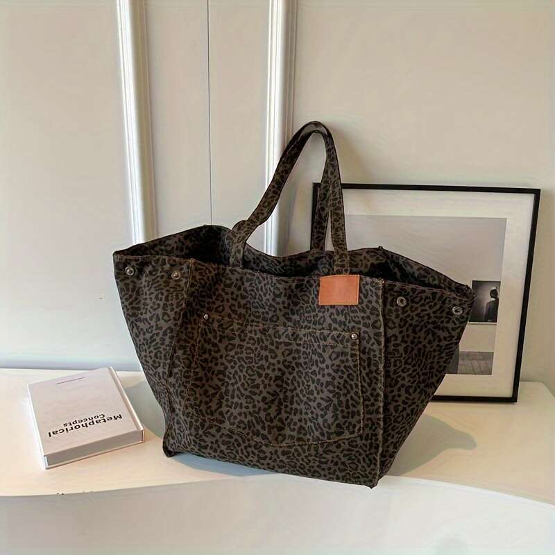 Chic Leopard Print High-Capacity Tote: Effortless Access, Perfect Daily & Commuter Shoulder Bag