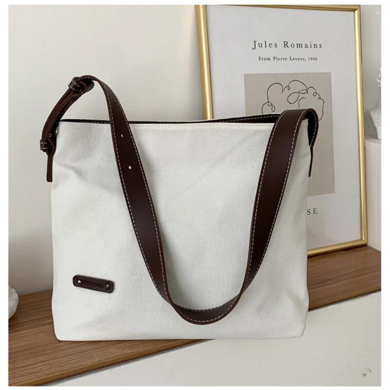 Shoulder Bags Ladies Casual Canvas Korean Style Solid Color Big Large Capacity Crossbody Shopping Bag Lady Handbag Totes