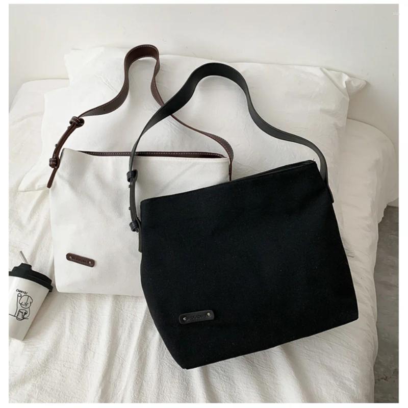Shoulder Bags Ladies Casual Canvas Korean Style Solid Color Big Large Capacity Crossbody Shopping Bag Lady Handbag Totes