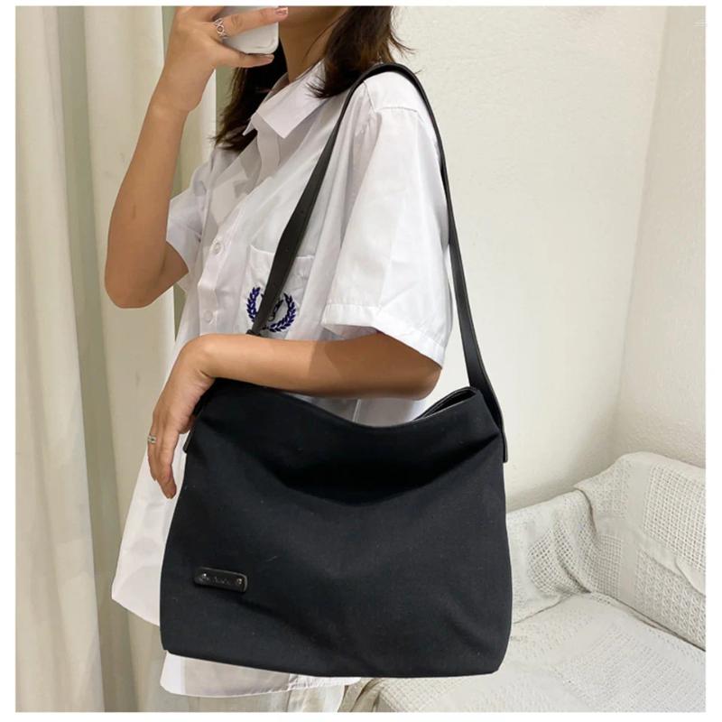 Shoulder Bags Ladies Casual Canvas Korean Style Solid Color Big Large Capacity Crossbody Shopping Bag Lady Handbag Totes
