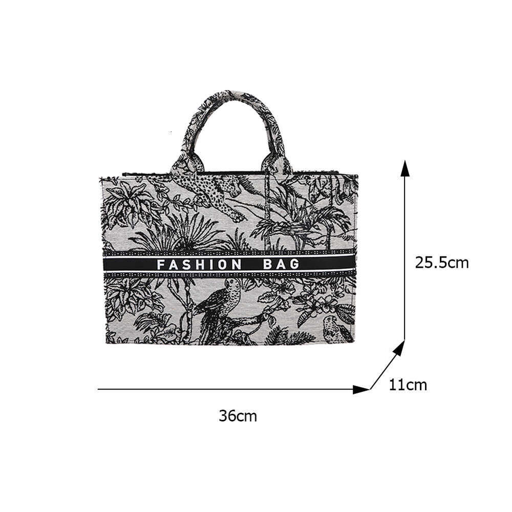 Women's Trendy Canvas Shopper Tote: Top - Handle Design with Embroidery, Large Capacity & Portable