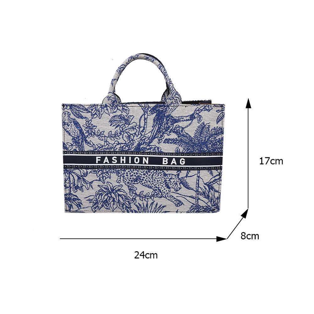 Women's Trendy Canvas Shopper Tote: Top - Handle Design with Embroidery, Large Capacity & Portable