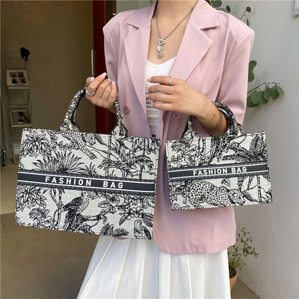 Women's Trendy Canvas Shopper Tote: Top - Handle Design with Embroidery, Large Capacity & Portable