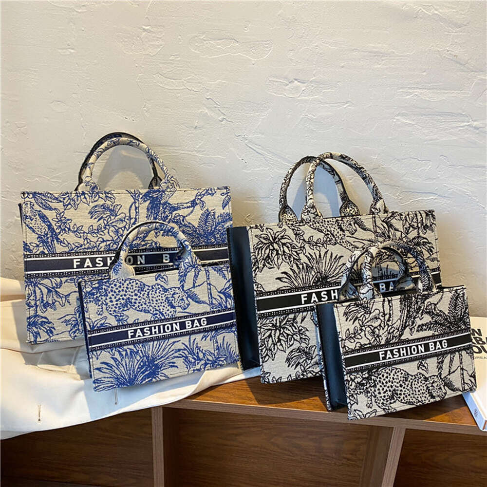 Women's Trendy Canvas Shopper Tote: Top - Handle Design with Embroidery, Large Capacity & Portable