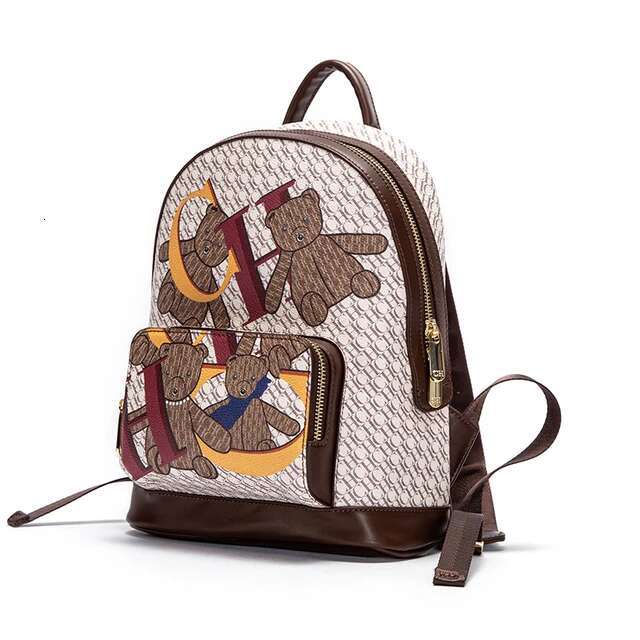 Fashion backpack Brand Fashion Letter Backpack Large Capacity Design New Little Bear Cartoon Pattern Women's
