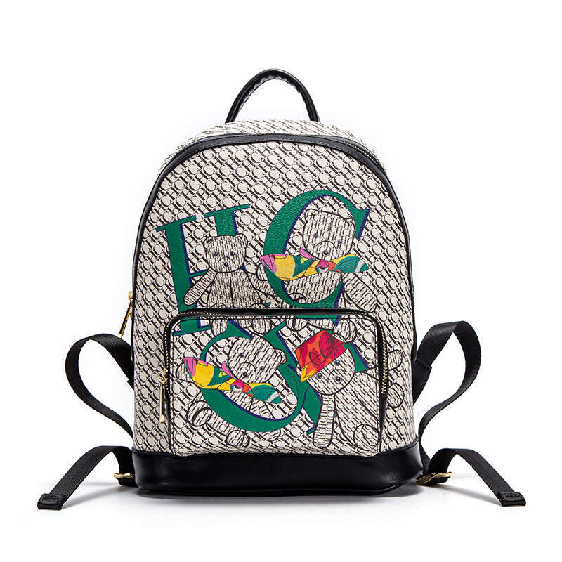 Fashion backpack Brand Fashion Letter Backpack Large Capacity Design New Little Bear Cartoon Pattern Women's