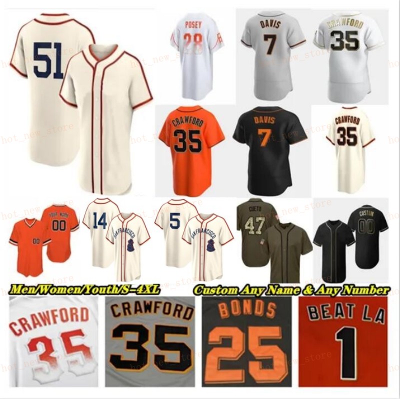 Baseball Jersey Joey Bart Logan Webb Brandon Crawford Joc Pederson Mike Yastrzemski LaMonte Wade Jr. Will Clark Willie Mays Barry Bonds Haniger Jackson Kapler