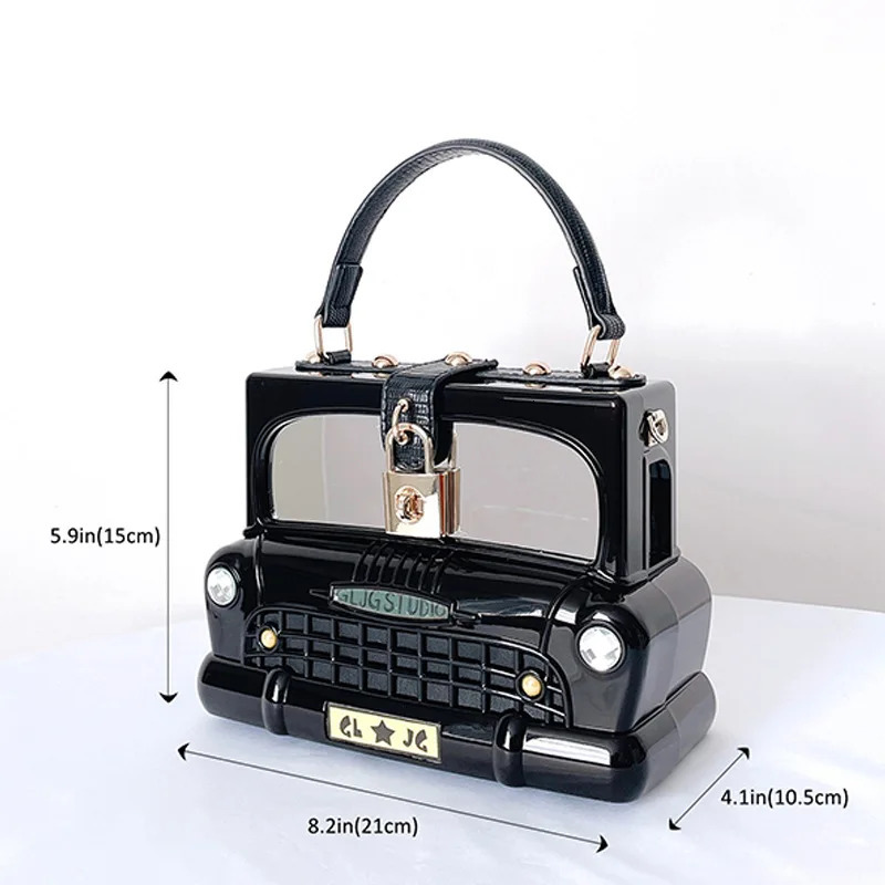 Black Car Shape Evening Bag Acrylic Box Style Top Handle Purse Women Shoulder Crossbody Handbag Wedding Party Clutch For Ladies 240615 4