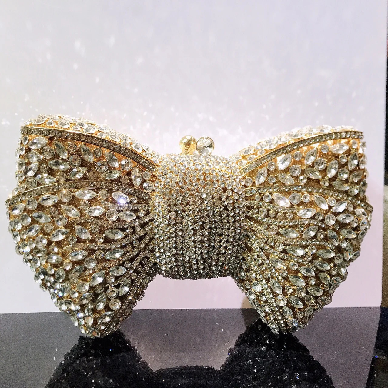 XIYUAN 15 Color Fashion Hollow Bow Woman Evening Bag Wedding Bride Dia Stone Purse Crystal Banquet Gala Party Dinner Handbag 240615