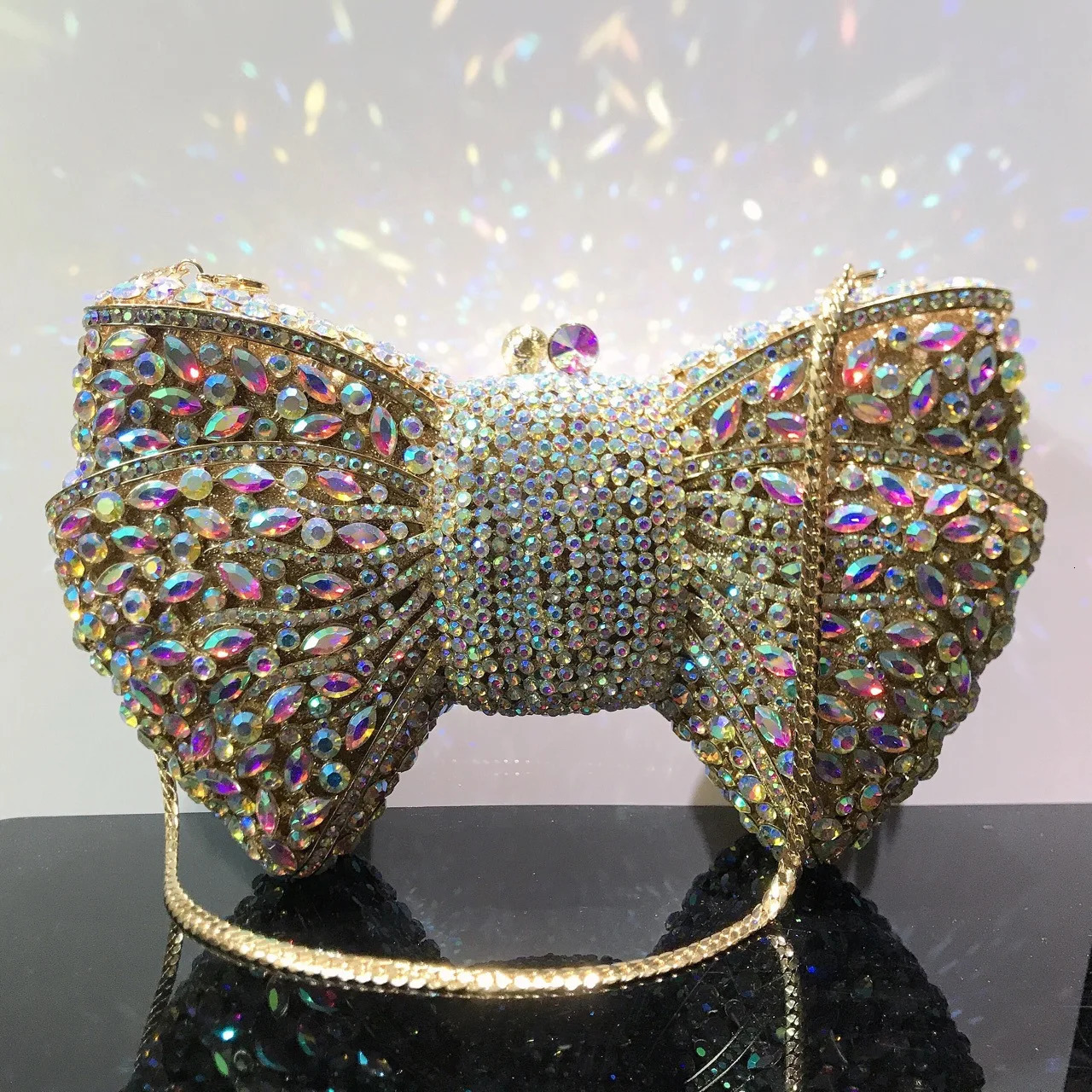 XIYUAN 15 Color Fashion Hollow Bow Woman Evening Bag Wedding Bride Dia Stone Purse Crystal Banquet Gala Party Dinner Handbag 240615