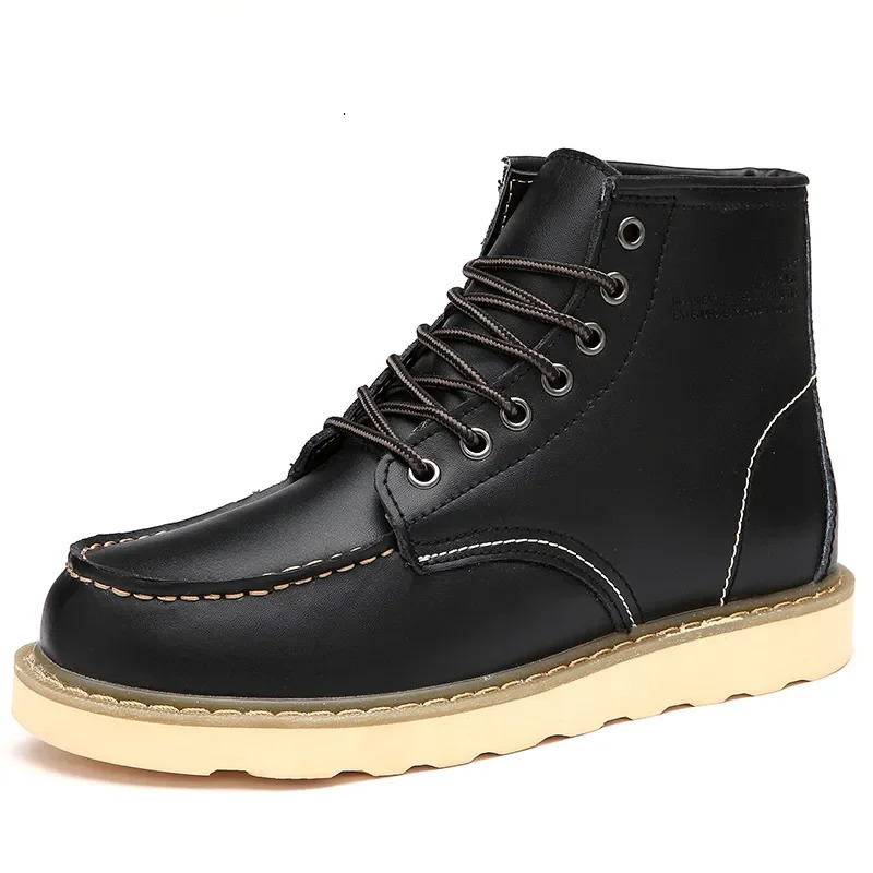 Winter Warm Snow Leather with Fur Mens Fashion Handmade Waterproonkle Boots No-slip High Top Men Work Shoes 240629 eec