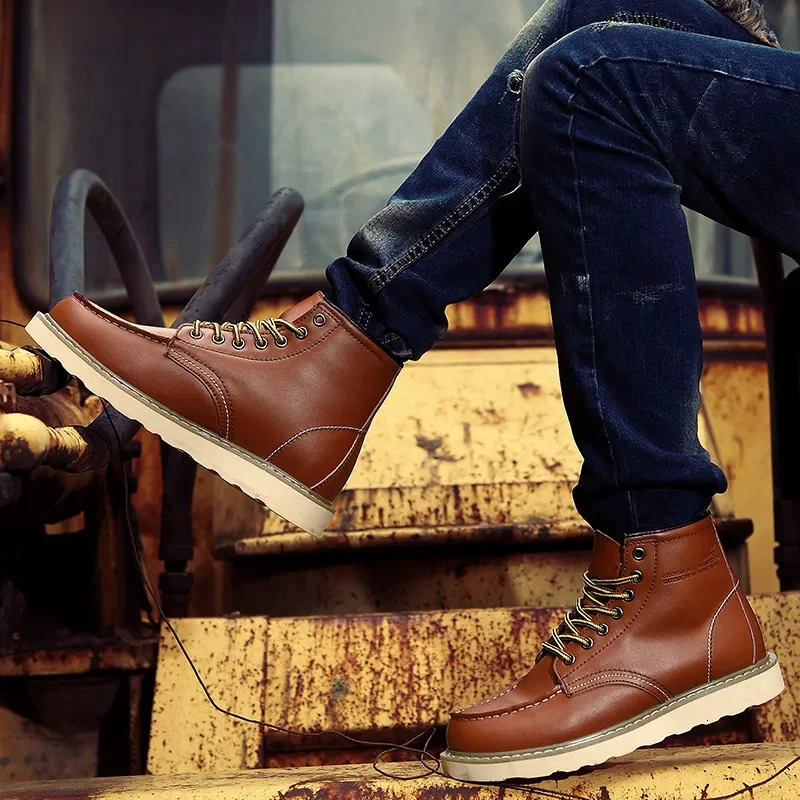 Winter Warm Snow Leather with Fur Mens Fashion Handmade Waterproonkle Boots No-slip High Top Men Work Shoes 240629 eec