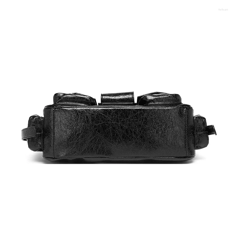 Totes Trend Sexy Girl Retro Biker Shoulder Bag Fashion Multi-pocket Crossbody Cool Long Belt Design Handbag Women's Purse