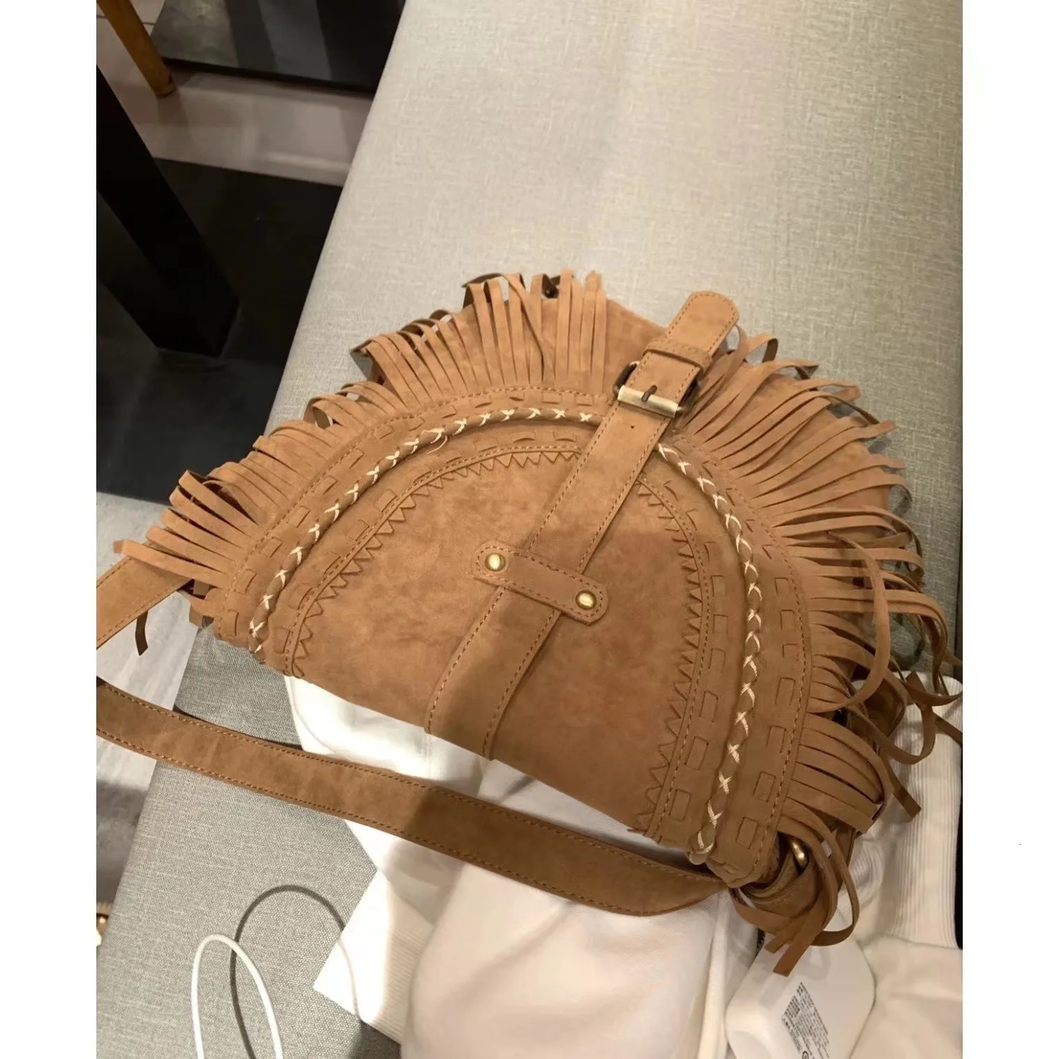 3 Suede Fringe Womens Retro Saddle Fashion Trend Shoulder Cross Body Bag 241008 4