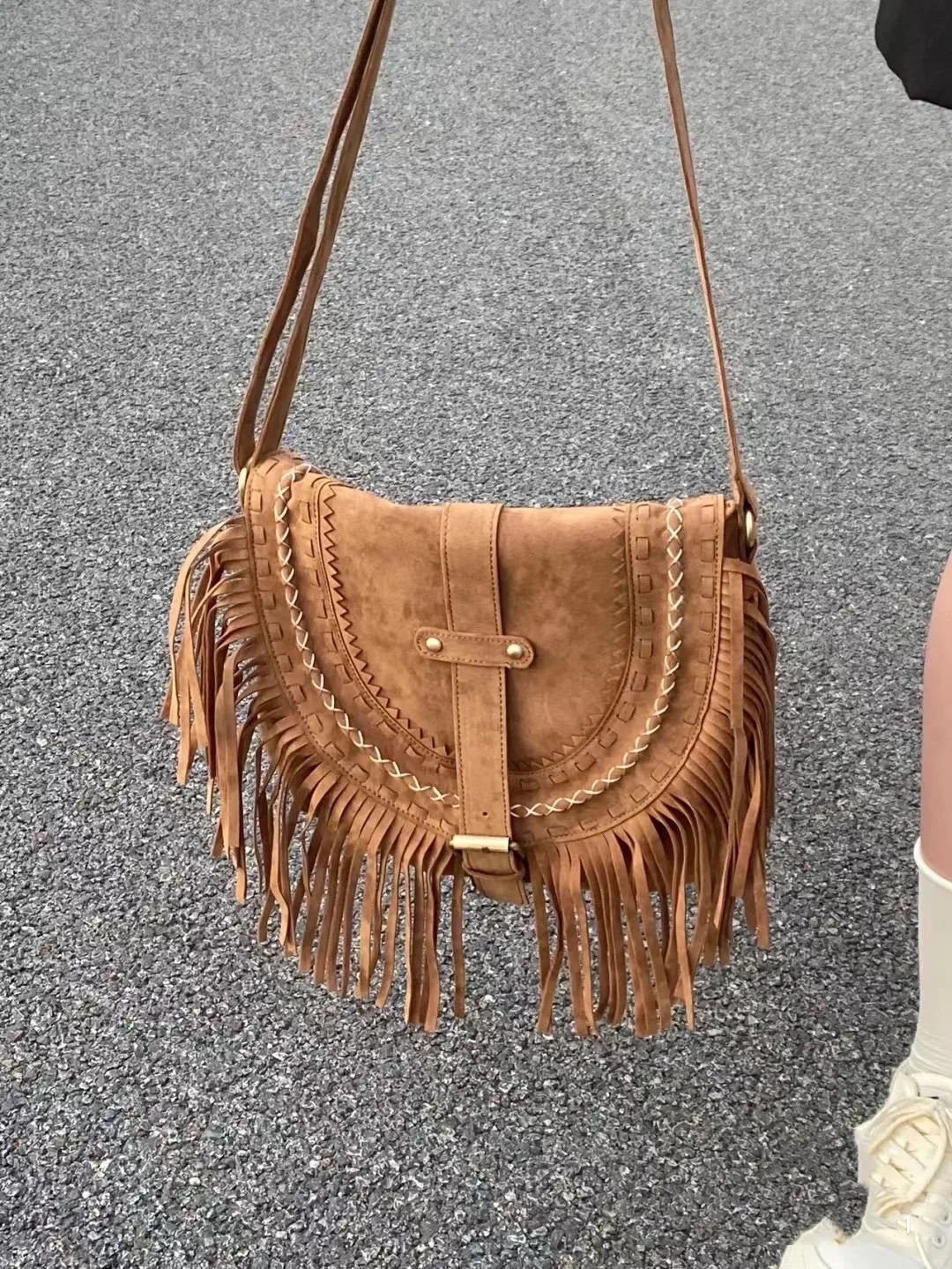3 Suede Fringe Womens Retro Saddle Fashion Trend Shoulder Cross Body Bag 241008 4