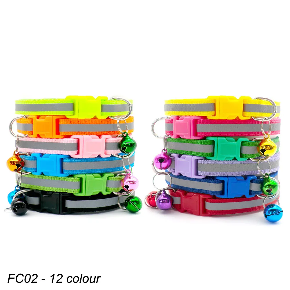 Wholesale 100 X Dog Collar With Bell For Dog Adjustable Collar Pet Product Accessories Buckles Pet ID Tag Cat Paw Puppy Collar 201030 LL