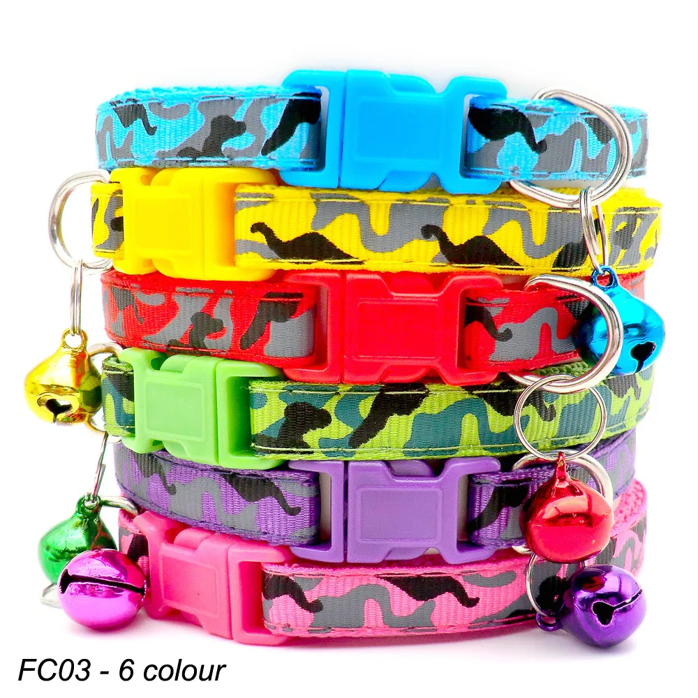Wholesale 100 X Dog Collar With Bell For Dog Adjustable Collar Pet Product Accessories Buckles Pet ID Tag Cat Paw Puppy Collar 201030 LL
