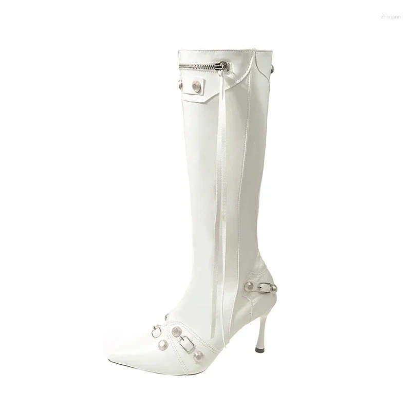 Boots Shoes Female 2025 Fashion Side Zipper Women's Autumn Winter Pointed Toe Solid Sexy Dress Stilettos Or Thin Heels dh2334238