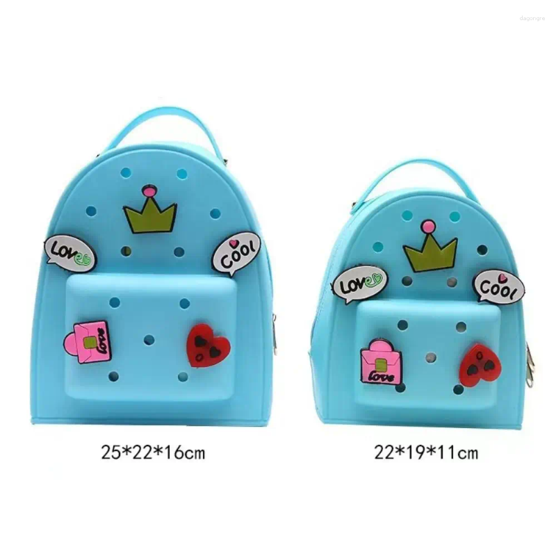 School Bags Stationery Adjustable Straps Silicone Backpack Waterproof Zippered Kids Schoolbags Durable Soft Kindergarten Knapsack Student 8bcd