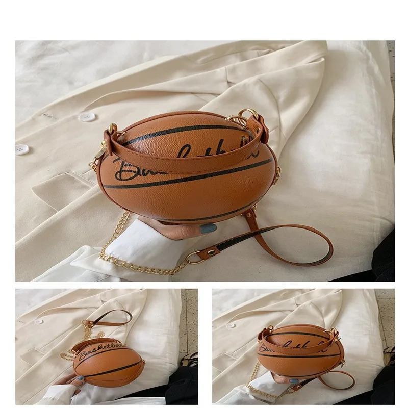 Round Basketball Handbag Coin Wallet Casual PU Leather Womens Cross Body Bag 241023 d77b 4