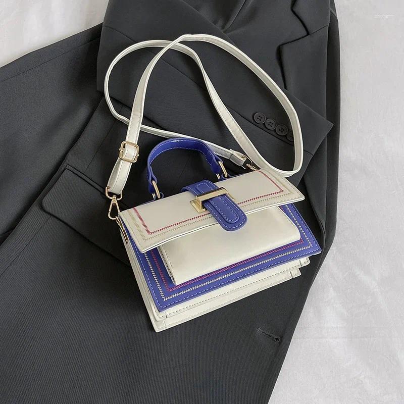 Totes Contrast Color Pu Leather Crossbody Bag For Women Designer Handbag And Purse Top Brand Shoulder Small Tote Green