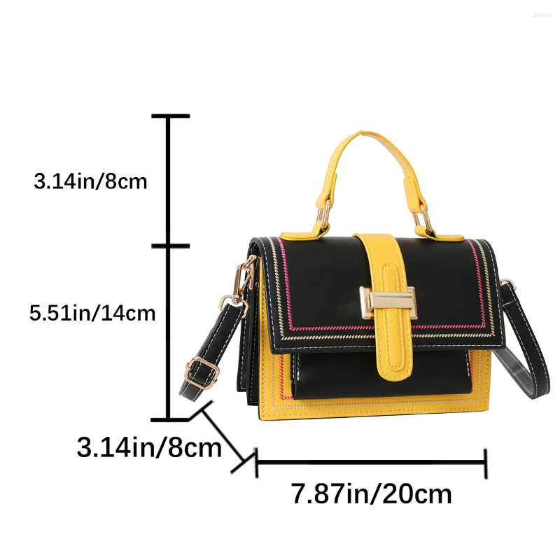 Totes Contrast Color Pu Leather Crossbody Bag For Women Designer Handbag And Purse Top Brand Shoulder Small Tote Green