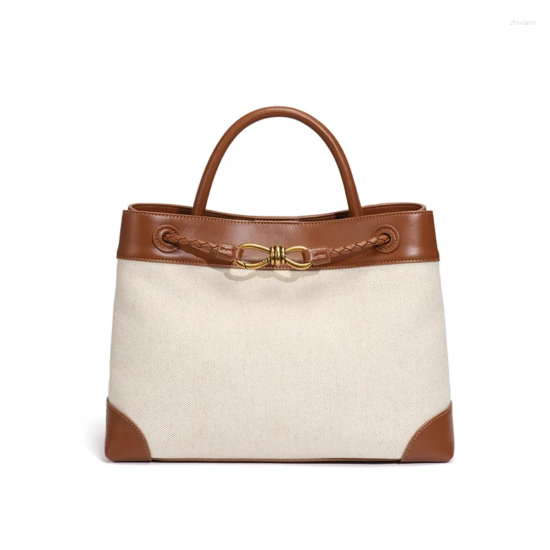 Drawstring 2024 Women's Large Contrast Color Canvas Attractive Simple Retro Handheld Crossbody Woman Ladies Bags Trend Y2k 6982 4